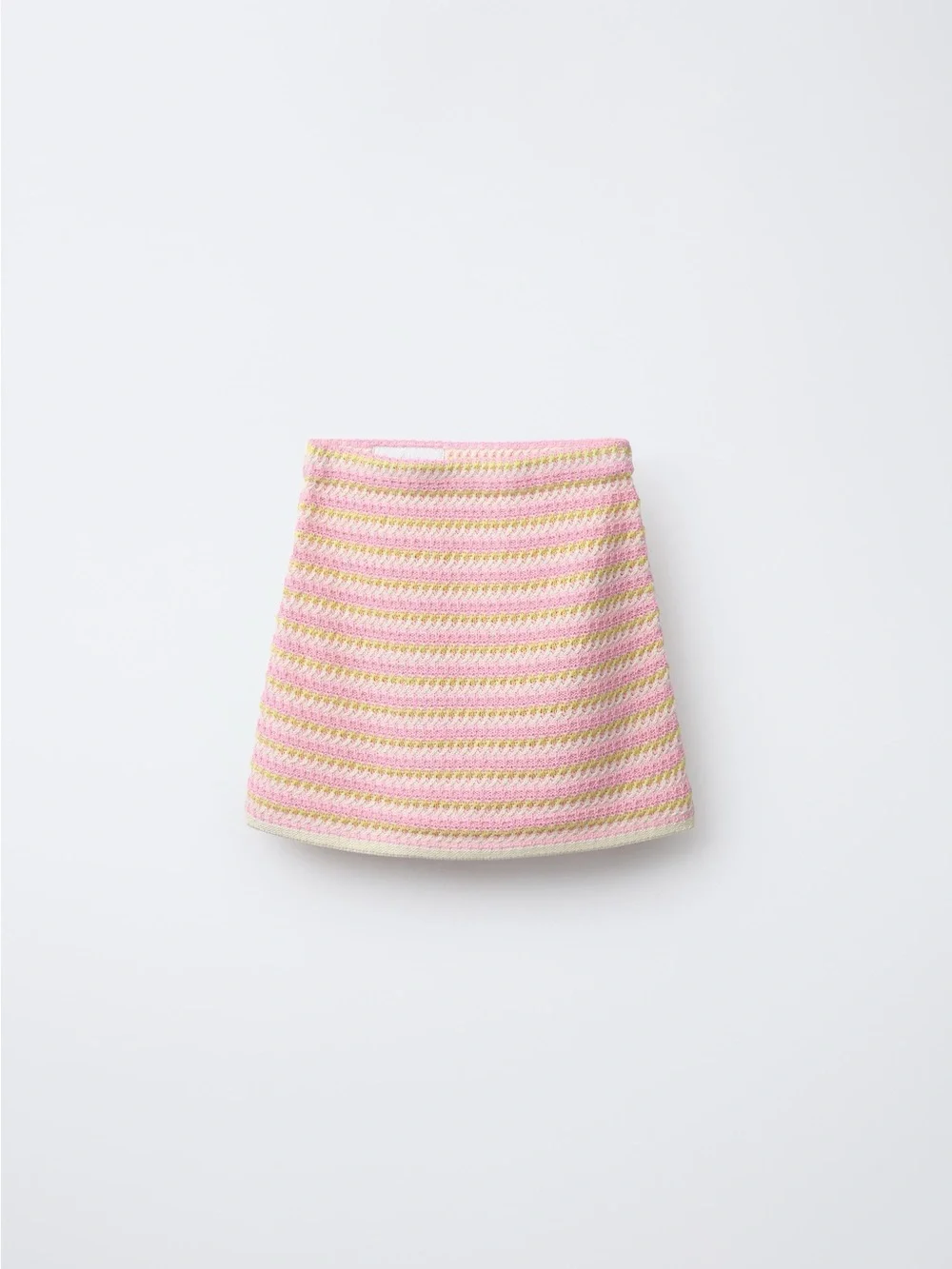 Zara kids Striped Pink & Cream Crochet Mini Skirt